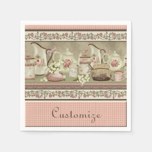 Vintage Peach Tea & Roses Napkins
