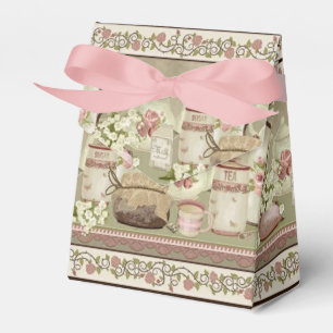 Vintage Peach Tea & Roses Tent Favor Box