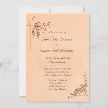 Vintage Peach Wedding Invitation by Lasting__Impressions at Zazzle