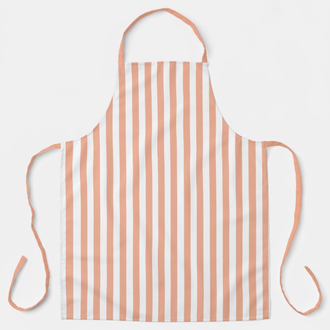 Vintage Peach & White Stripes Striped Apron (Front)