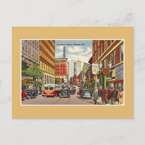 Vintage Peachtree Street Atlanta GA Postcard