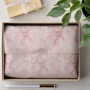 Vintage Peachy Floral Toile Bows Decoupage  Tissue Paper
