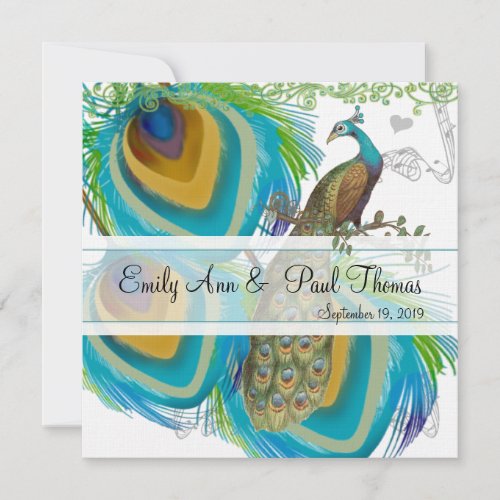 Vintage Peacock 3 Feathers Save the Date