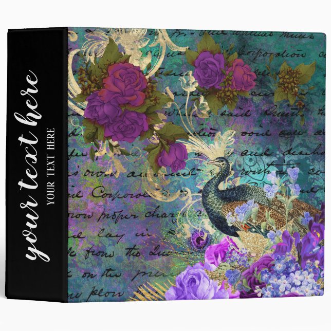Vintage Peacock 3 Ring Binder (Front/Spine)