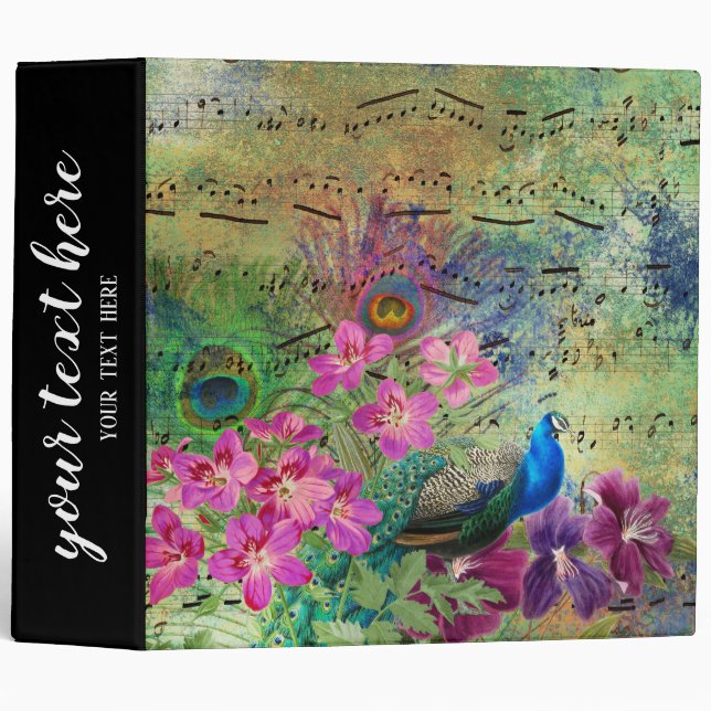 Vintage Peacock 3 Ring Binder (Front/Spine)