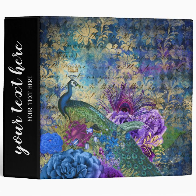Vintage Peacock 3 Ring Binder (Front/Spine)