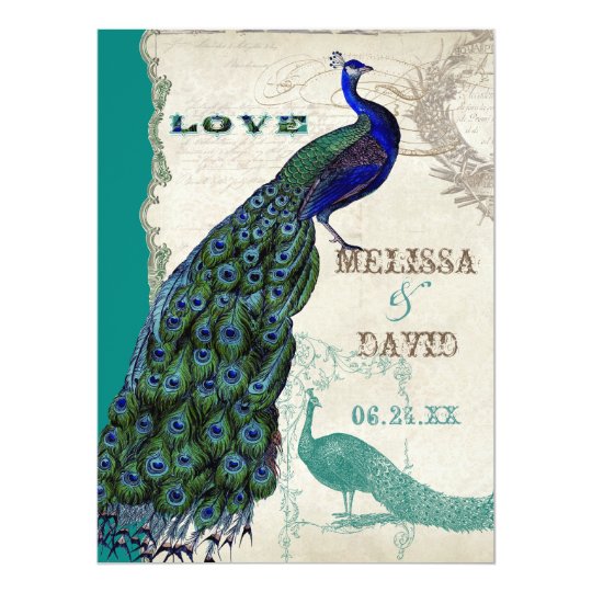 Vintage Peacock 5 - Formal Wedding Invitation