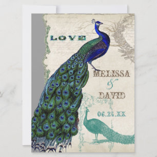 Vintage Peacock 5 - Formal Wedding Invitation
