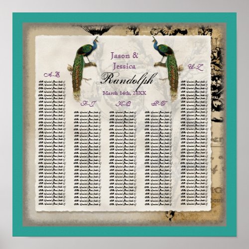 Vintage Peacock 6 _ Reception Table Seating Chart