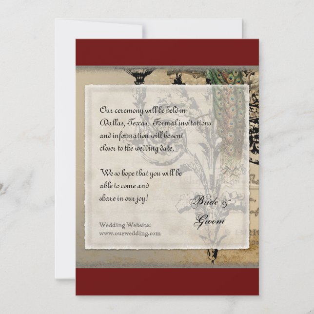 Vintage Peacock 6 - Save the Date (Front)