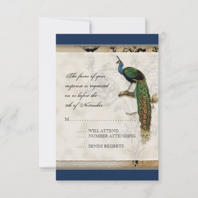 Vintage Peacock 6 - Wedding Invitation (Front)