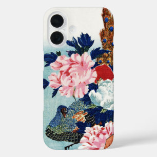 Vintage Peacock and peonies flowers painting iPhone 16 Case