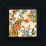 Vintage Peacock and poppies illustrations Gift Box<br><div class="desc">Vintage Peacock and poppies illustrations Postcard. Vintage colorful pattern with blue peacocks and red and purple poppies.</div>