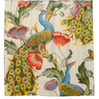 Vintage Peacock and poppies illustrations