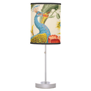 Vintage Peacock and poppies illustrations Table Lamp
