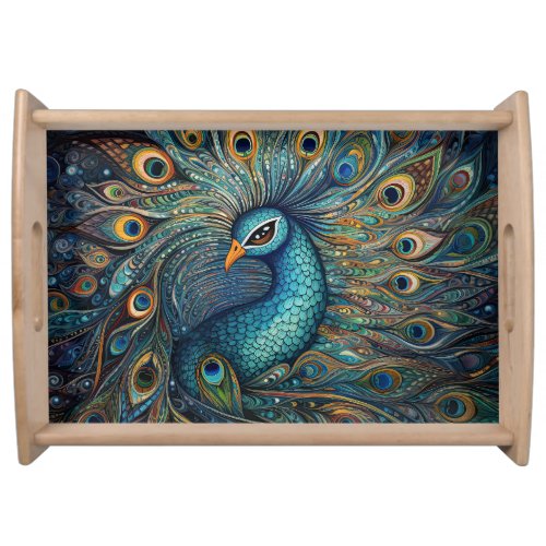 Vintage Peacock Art Nouveau Serving Tray