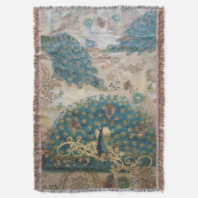 Vintage Peacock - Blanket (Front Vertical)