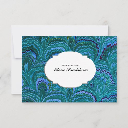 Vintage Peacock Blue Personalized Card