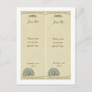 Vintage Peacock Bookmarks Save the Date Announcement Postcard