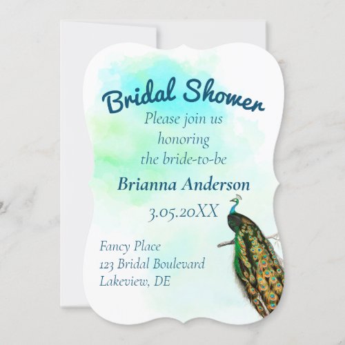 Vintage Peacock Bridal Shower Invitation