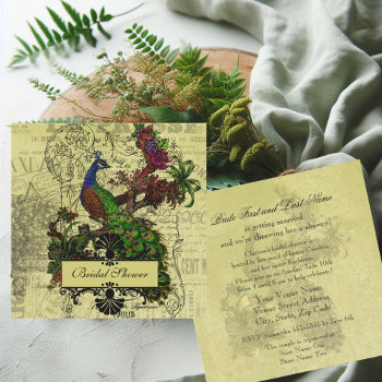 Vintage Peacock Bridal Shower Invitation by weddingsareus at Zazzle