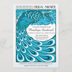 Vintage Peacock Bridal Shower Invitations