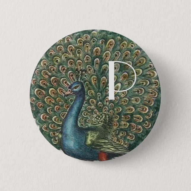 Vintage Peacock Button (Front)