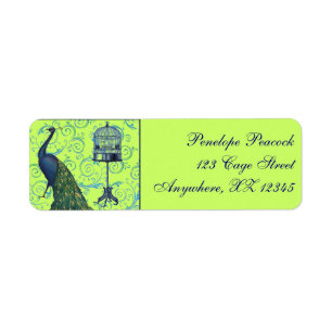 Vintage Peacock & Cage Label