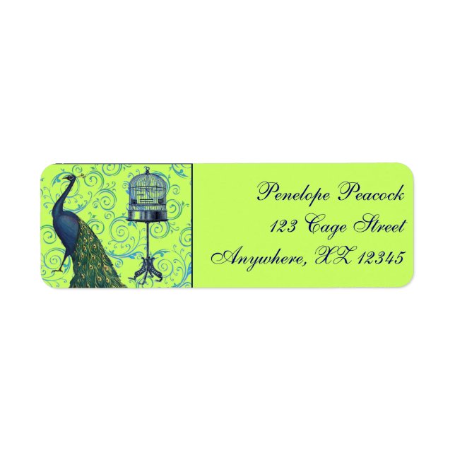Vintage Peacock & Cage Label (Front)