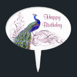 Vintage Peacock Cake Topper<br><div class="desc">Beautiful vintage peacock on swirls ornate.</div>