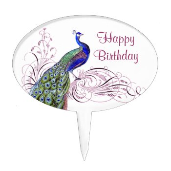 Vintage Peacock Cake Topper by BluePress at Zazzle