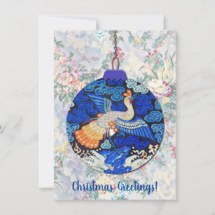 Vintage Peacock Christmas Ornament Flat Card