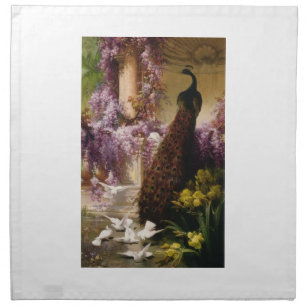 Vintage Peacock Cloth Napkin