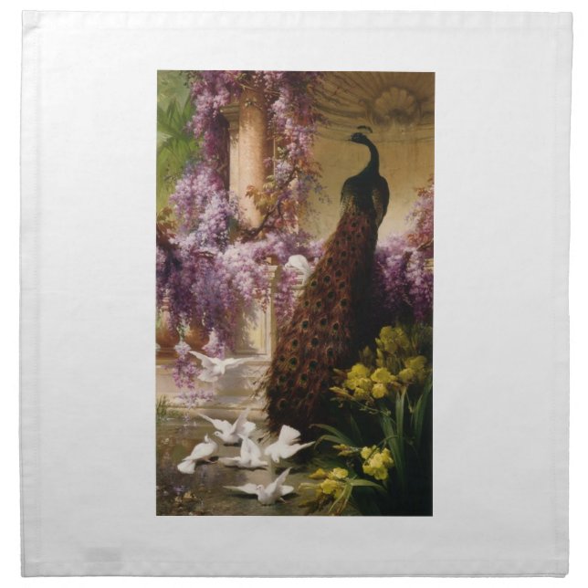 Vintage Peacock Cloth Napkin (Front)