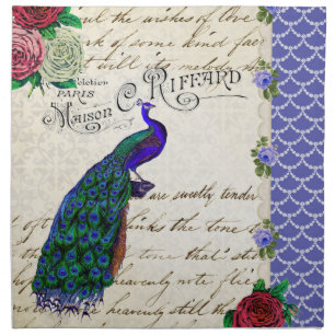 Vintage Peacock Collage Napkin