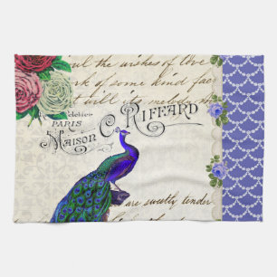 Vintage Peacock Collage Towel