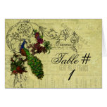 Vintage Peacock Customized Table Number Cards
