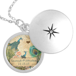 Vintage Peacock Damask Anniversary Necklace