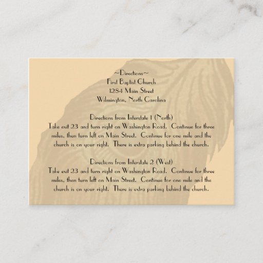Customizable Vintage Peacock Directions Insert Cards Business Card Templates