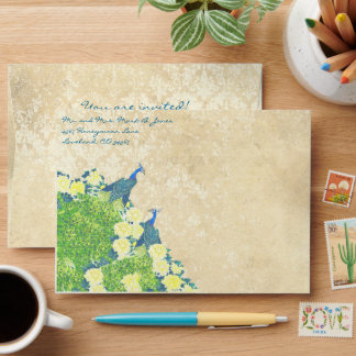 Vintage Peacock Distressed Aged Damask Envelopes