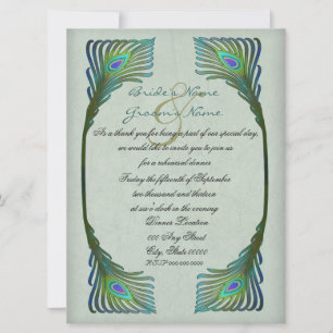 Vintage Peacock Elegant Wedding Rehearsal Dinner Invitation