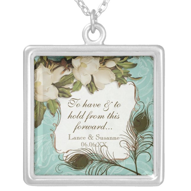 Vintage Peacock & Etchings Bride's Necklace (Front)