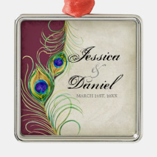 Vintage Peacock & Etchings Christmas Ornament