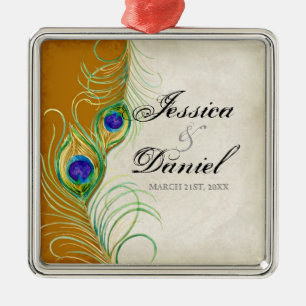 Vintage Peacock & Etchings Christmas Ornament