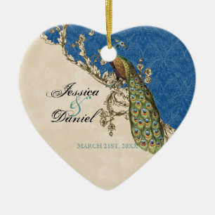 Vintage Peacock & Etchings Christmas Ornament