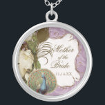 Vintage Peacock & Etchings Mother of the Bride Silver Plated Necklace<br><div class="desc">This elegant Vintage peacock, damask and etchings design is featured on a wide range of wedding products including invitations. This sterling silver keepsake necklace is perfect for a Bridal shower gift for the bride, for bridesmaids' gifts of jewelry to wear for the wedding. You can replace the bride and groom's...</div>