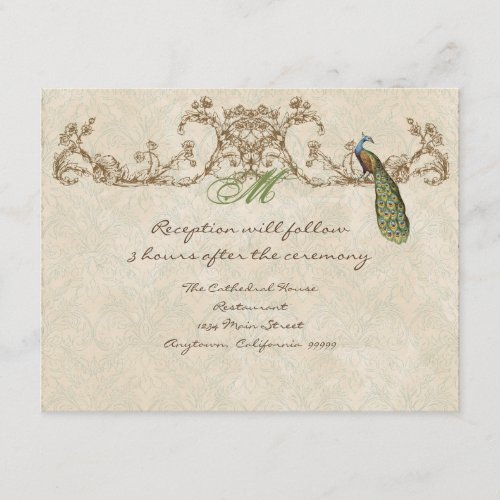 Vintage Peacock &amp; Etchings Reception Invitation