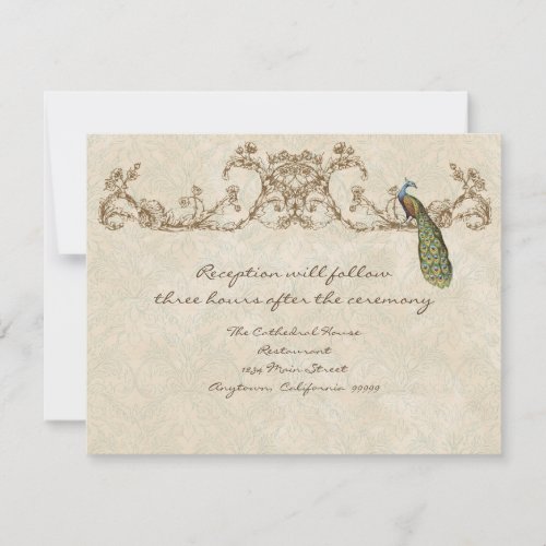 Vintage Peacock &amp; Etchings Reception Invitation