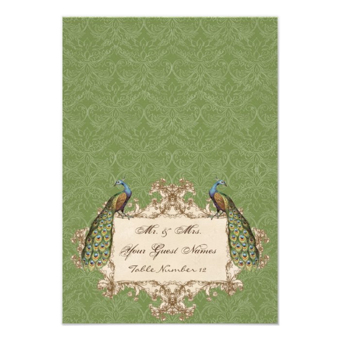 Vintage Peacock & Etchings Reception Table Number Invitations