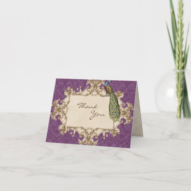 Vintage Peacock & Etchings Thank You Note Cards (Front)